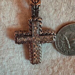 Silver Cross Pendant with Crystals for a necklace ! Stunning piece